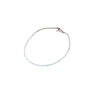 Elegant Amazonite beaded necklace with faceted light blue stones and silver lobster clasp