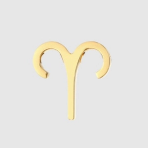 Golden Aries zodiac symbol necklace pendant in polished stainless steel for jewelry making
