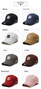 Detailed multi-color selection of cotton baseball caps with 3D letter B embroidery