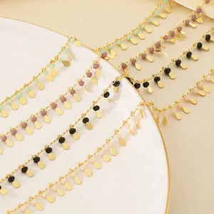 Teardrop Pendant Necklace Gold Plated Copper With Colorful Beads Bohemian Style Elegant Fashion Jewelry For Women