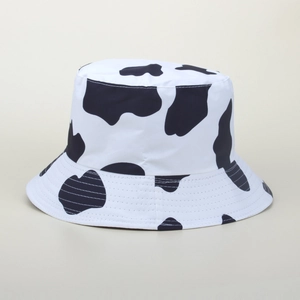 Chapeau Bob Motif Vache Réversible Coton Toile Protection Solaire Mode Décontractée Pour Femmes