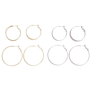 Metallic multilayer geometric diamond texture hoop earrings in gold and silver finishes