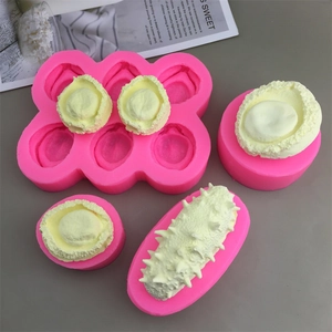 Pink silicone mold set for durian and sea cucumber shaped 3D mousse cakes and crafts
