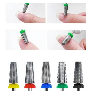 Professional 5-in-1 tungsten nail drill bit set with grit color coded rings for manicures