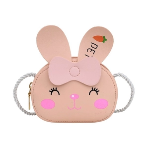 Borsa a tracolla con coniglio rosa per bambini con fiocco e stampa carota PET