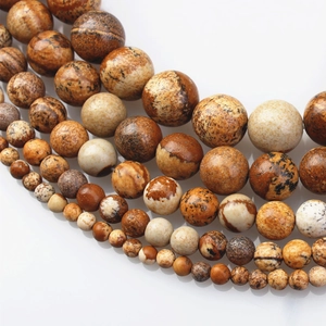Natural picture jasper round loose beads in various sizes for DIY jewelry making