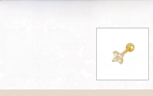 Detail specifications of 925 sterling silver four-petal flower stud with cubic zirconia
