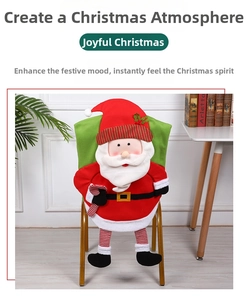 Detail of Santa Claus chair cover with 3D beard and striped legs for Christmas decor