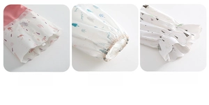 Detailed comparison of wide, elastic, and ruffled cuffs with cute flamingo prints