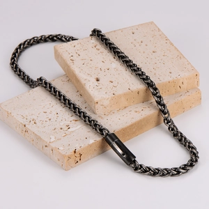 Men's Vintage Keel Chain Necklace 304 Stainless Steel Heavy Dragon Bone Link Jewelry For Streetwear With Snap Buckle