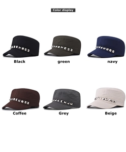 Flat top cadet cap in six colors featuring silver square rivet studded headband detail