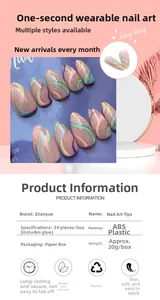 Detail of 24pcs wave pattern press-on nails with glitter texture and gift box packaging
