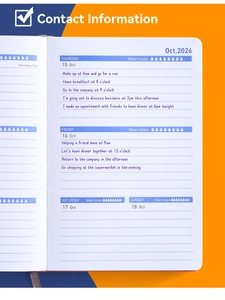 Detail view of 2026-2027 planner pages showing daily schedule and water intake tracker