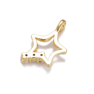 Detailed view of 18K gold plated hollow star pendant with stone settings for DIY jewelry