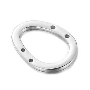 Polished silver stainless steel oval spacer bead with 4 holes for DIY jewelry making