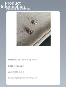 Detail view of s925 sterling silver heart earrings with polished finish and product specs