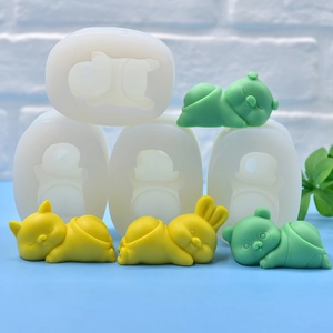DIY silicone molds for rabbit cat pig and panda fondant soaps or handmade candles