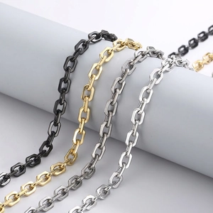Geometric Rectangular Link Chain Necklace And Bracelet Stainless Steel Hip Hop Minimalist Jewelry For Women