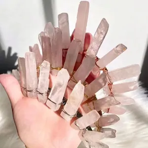 Handmade rose quartz crown headband with natural pink crystals for bridal wedding hair