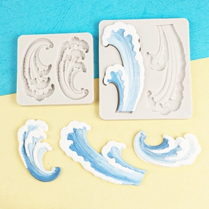 3D ocean wave silicone molds for fondant cakes and chocolate resin craft decorations