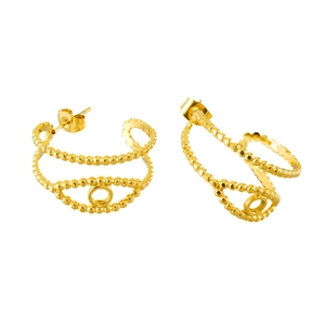 Créoles minimalistes en acier inoxydable 18K à double couche avec texture perlée