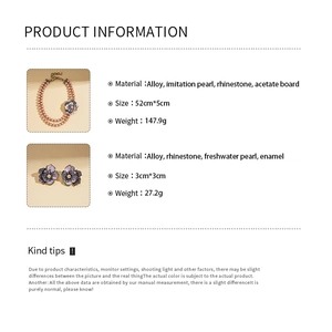 Spécifications de taille pour l'ensemble collier et boucles d'oreilles fleurs perles
