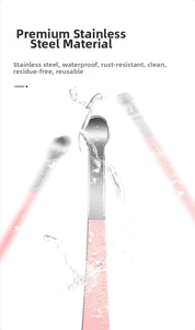 Waterproof stainless steel ear cleaner set with pink handles and anti-rust design