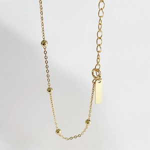 925 sterling silver gold beaded cross chain necklace with rectangular metal tag