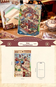 Detail of vintage 3D kaleidoscope stickers with size comparison to iPhone 14 Pro