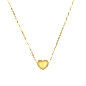 3D gold-plated heart pendant necklace for women in polished stainless steel finish