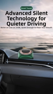 Deep green smart car aroma diffuser with 25dB low noise and rose gold top vent