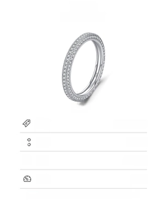 Macro shot of 925 sterling silver pave ring showing 2.45mm width and 2.08g weight detail
