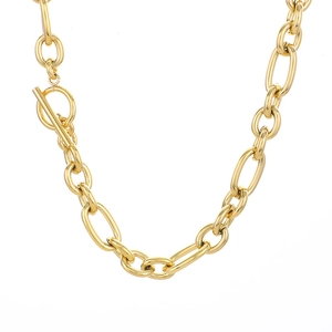 Poliertes Gold 304 Edelstahl O-Kette Halskette mit dekorativem OT-Knebelverschluss