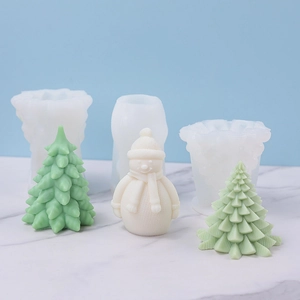 Christmas Tree Snowman Silicone Molds For Candle Making DIY Plaster Soap Resin Cake Chocolate Baking Flexible Novelty