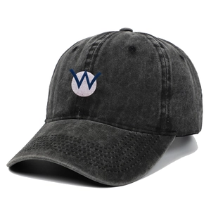 Casquette de baseball en coton délavé vintage avec logo W bleu brodé et style rétro usé