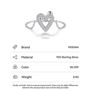 Anello cuore in argento S925 con zirconi micro-pavé e fascia aperta regolabile da donna