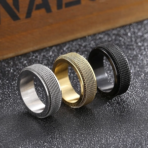 Industrial style rotating spinner chain rings for men in silver, gold and black colors