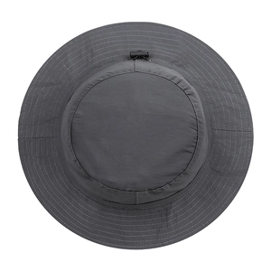 Foldable quick-dry bucket hat for men with wide brim and adjustable toggle in dark grey