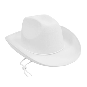 Klassischer weißer Western Cowboyhut mit breiter Krempe und Kordelzug für Partys