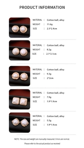 Detailed product size and weight chart for cotton ball and alloy geometric earrings
