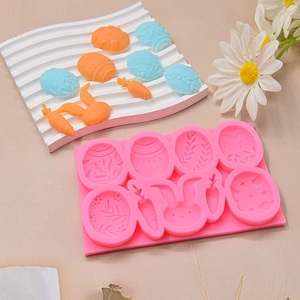 Easter Bunny Egg Carrot Silicone Mold For Fondant Chocolate Candy Baking DIY Cake Decorating Pink