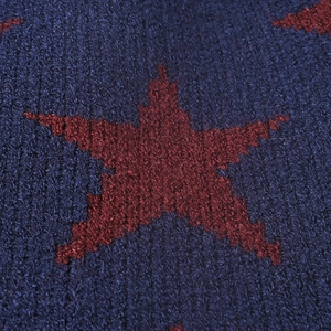 Bonnet en tricot bleu marine à motif d'étoiles avec doublure en polaire épaisse d'hiver