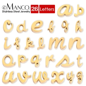 Cursive Lowercase Alphabet Letter Charms 316L Stainless Steel Mirror Polished For DIY Jewelry Making Necklaces Bracelets
