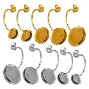 DIY stainless steel blank earring base hooks in gold and silver finishes in various sizes
