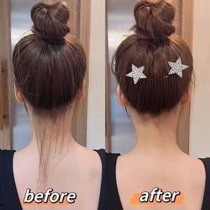 Star rhinestone hair comb before and after styling comparison for neat bun hairstyles