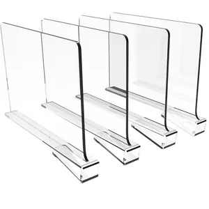 Set of 4 transparent acrylic shelf dividers for closet organization and bag storage