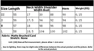 Detailed size chart for satin ruffle top showing measurements from XS to L for perfect fit
