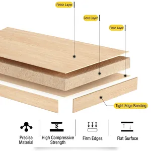 Multi-layer kitchen shelf panel with high-density core and durable oak finish texture