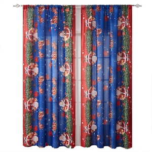 Christmas themed blackout curtains with Santa Claus and reindeer festive prints