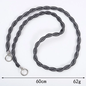 60cm charcoal grey braided crossbody phone strap with silver spring rings
